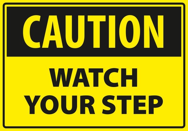Marahrens Sign Caution - watch your step, rigid plastic, Size: 10 x 7 inch, WA0020.010.21