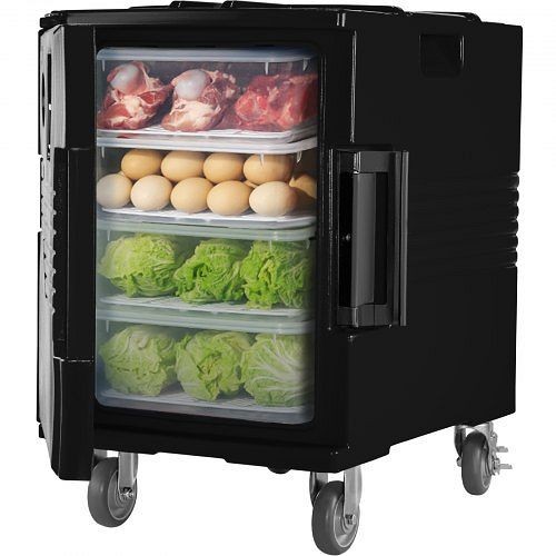 VEVOR Insulated Food Pan Carrier Front Load Catering Box with Wheels 82qt Black, SPBWXH90-C90LALDQV0