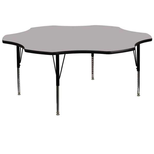 Flash Furniture Wren 60'' Flower Grey Thermal Laminate Activity Table - Height Adjustable Short Legs, XU-A60-FLR-GY-T-P-GG