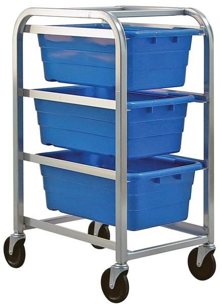 Quantum Storage Systems Tub Rack, mobile, 60 lb. weight capacity per bin, end loading, holds (3) TUB2516-8 blue tubs (included), TR3-2516-8BL