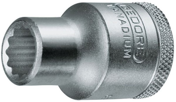 GEDORE Socket, 1/2" 12.5 mm drive, Bi-hex, 8 mm AF, Tool, D 19 8, Chrome-plated steel, 6133040