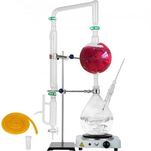 VEVOR 2L Essential Oil Distillation Apparatus Lab Glassware Distillation Kit Water Distiller Purifier, SYZLSBJYTL2L00001V1