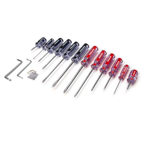 STEELMAN Clear Handle Slotted and Phillips Head Screwdriver Set, 16 Pieces, 42051