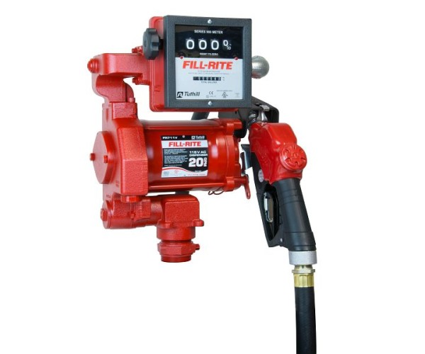 Fill-Rite 115V AC 20GPM Heavy-Duty Fuel Transfer Pump with Mechanical Meter and Ultra Hi-Flow Auto Nozzle, FR711VA