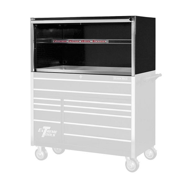 Extreme Tools EX Series 55"W x 30"D Professional Extreme Power Workstation Hutch Black with Chrome Handle, EX5501HCBK