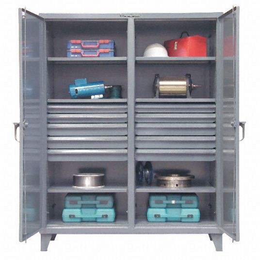 Strong Hold Heavy Duty Storage Cabinet, Dark Gray, 78 in H X 72 in W X 24 in D, Assembled, 6 Cabinet Shelves, 66-DS-246-10DB