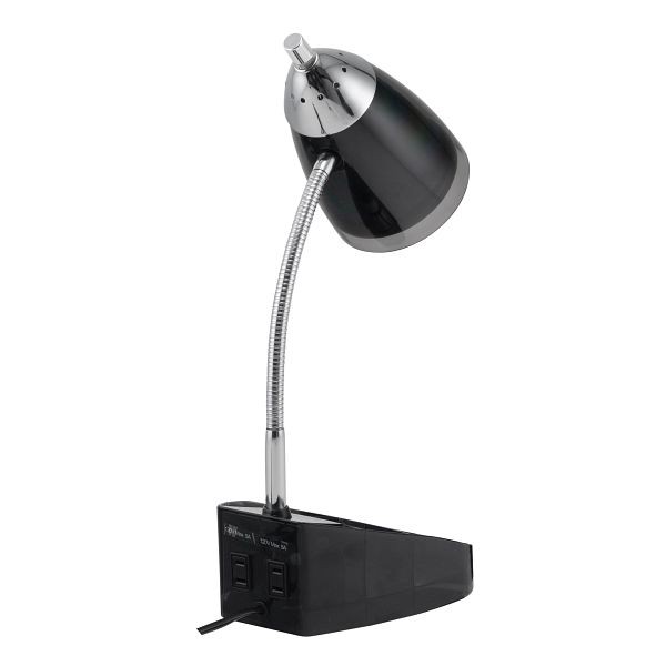 V-LIGHT 16 inch Black LED Organizer Lamp with Organization and AC Outlets, SVCA2148104B