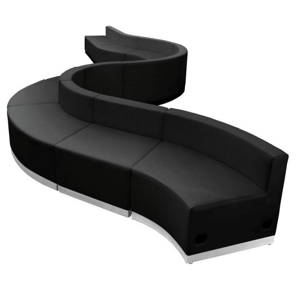 Flash Furniture HERCULES Alon Series Black LeatherSoft Reception Configuration, Fixed Width 195.5", 10 Pieces, ZB-803-400-SET-BK-GG