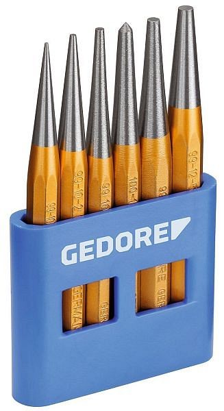 GEDORE Setting punch set, 6-piece, Pin punch set in PVC holder, Hardened, Tempered, Steel, Tool, 8753680