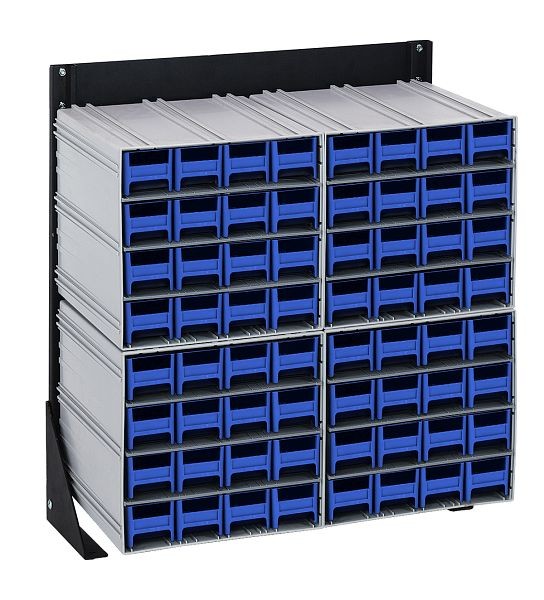 Quantum Storage Systems Interlocking Storage Cabinets Floor Stand, single sided, 12"D x 23-5/8"W x 28"H, includes (64) blue drawers, QIC-124-161BL