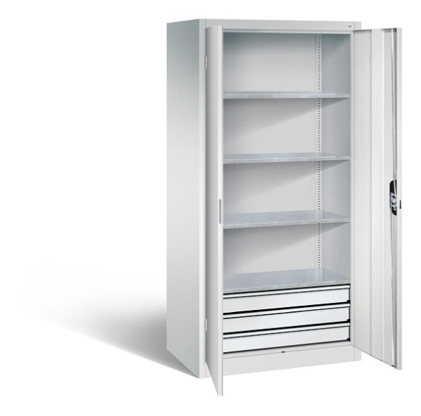 CP Furniture Large capacity hinged door cabinet, 3 fully extendable telescopic drawers, 2 doors, 4 Shelves, H 1950 x W 930 x D 600 mm, 8922-503