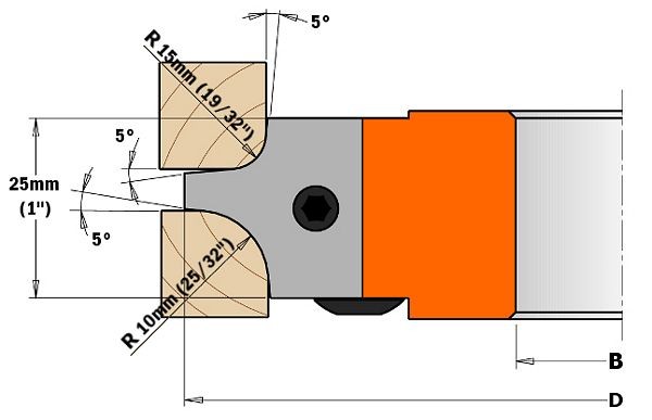 CMT Orange Tools Pair of Knives for Multiradius Cutter Head 25x24.8x2mm, 1/8" Radius, 695.003.03