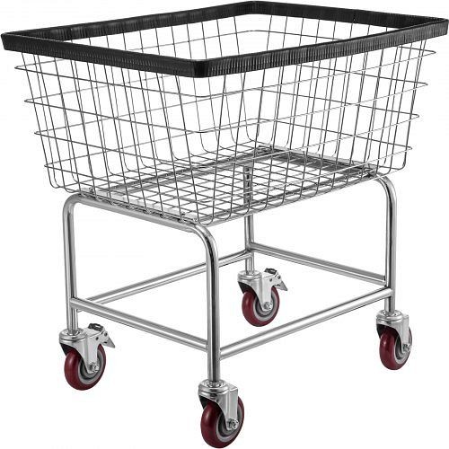 VEVOR Wire Laundry Cart Wire Laundry Basket 2.5 Bushel Heavy Duty with 4" Wheels, XYCDG96B-X0000001V0