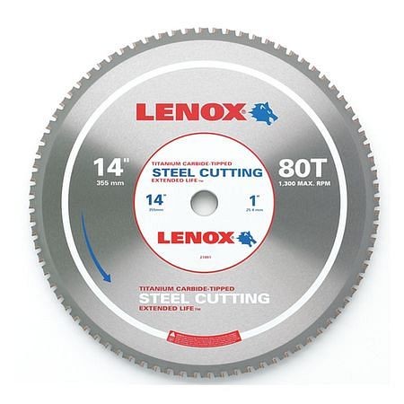 LENOX Circular Saw 14" x 80 Steel, 21891ST140080CT