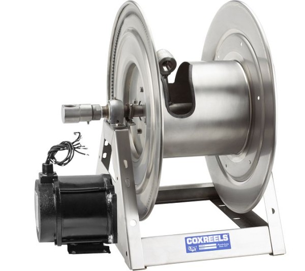 Coxreels Stainless Steel Electric 230V Explosion Proof 1/2HP Motor Rewind Hose Reel: 1" I.D., 100', less hose, 3000 PSI, 1175-SS Series, 1175-6-100-EJ-SP