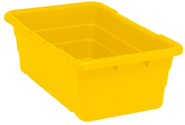 Quantum Storage Systems Cross Stack Tub, 8-1/2"H, 5.51 gallon capacity, 100 lb. weight capacity, polypropylene, yellow, TUB2516-8YL