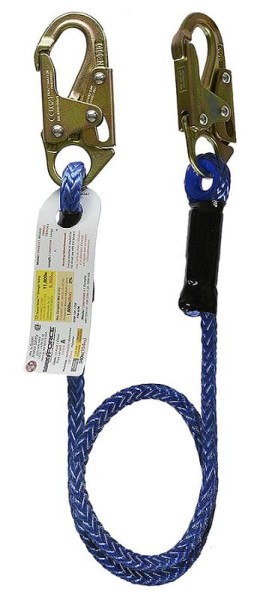 Super Anchor Safety 2ft Rope Lanyard Blue Tenex 1/2" 12-Strand with Snaphook on both ends, 4108-2