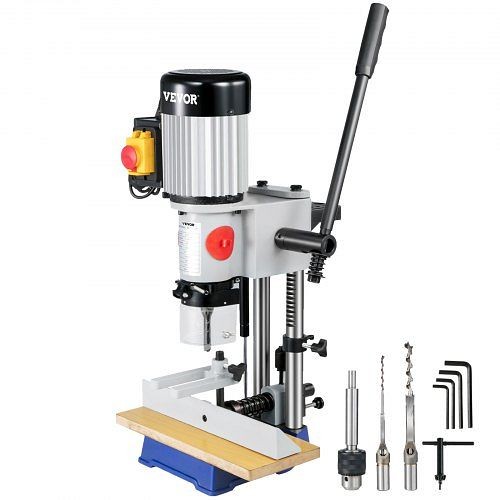 VEVOR Woodworking Mortise Machine, 3/4 HP 3400RPM, Powermatic Mortiser with Chisel Bit Sets, for Making Round Holes Square Holes, FSJ36127A3Y550001V1