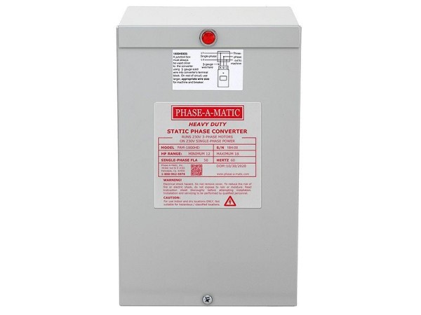 Phase-A-Matic 12 to 18 HP Static Phase Converter, Heavy Duty, PAM-1800HD