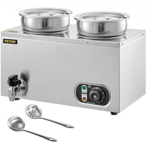 VEVOR 110V Commercial Food Warmer 8.4qt Capacity, 500W Electric Soup Warmer Adjustable Temp.86-185, TTSG4LBWTT0000001V1