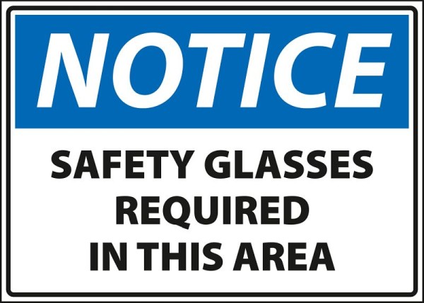 Marahrens Sign Caution - safety glasses, rigid plastic, Size: 10 x 7 inch, MA0022.010.21