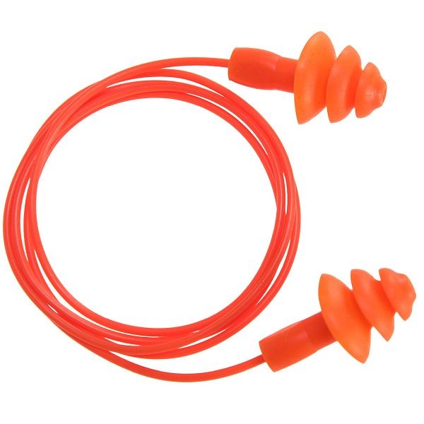 Portwest Reusable Corded TPR Ear Plugs, Quantity: 50 Pieces, Orange, EP04ORR