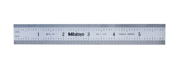Mitutoyo Steel Rule, 6 Inx150mm, 3/4 In Wide, (1/50, 1/100, 1mm, 0.5mm), 182-106