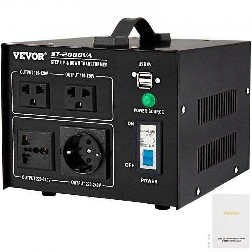 VEVOR Step Up Down Transformer Voltage Converter 1600W 240V-110V 110V-240V US-UK, SJBYQ2KVA222UL5C7V1