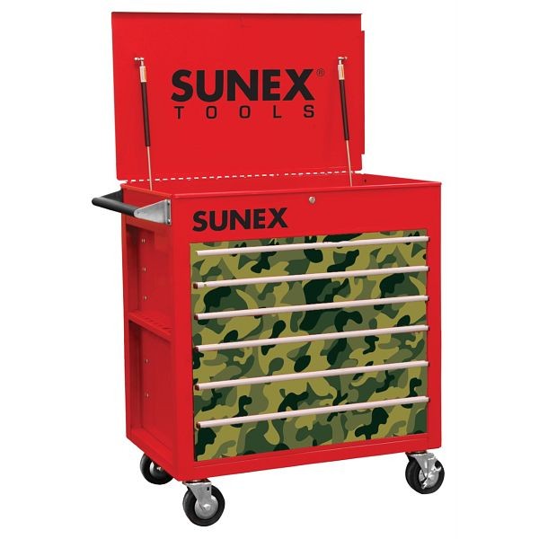 Sunex 6 Full-Drawer Professional Cart, Red with Camo, 8057-RSC