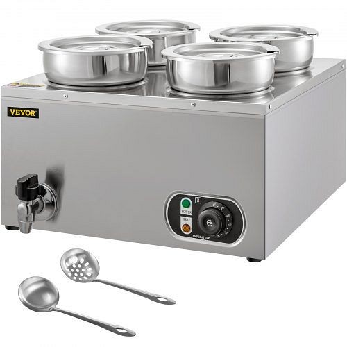 VEVOR 110V Commercial Food Warmer 16.8qt Capacity, 1500W Electric Soup Warmer Adjustable Temp.86-185, TT4G4LBWTT0000001V1