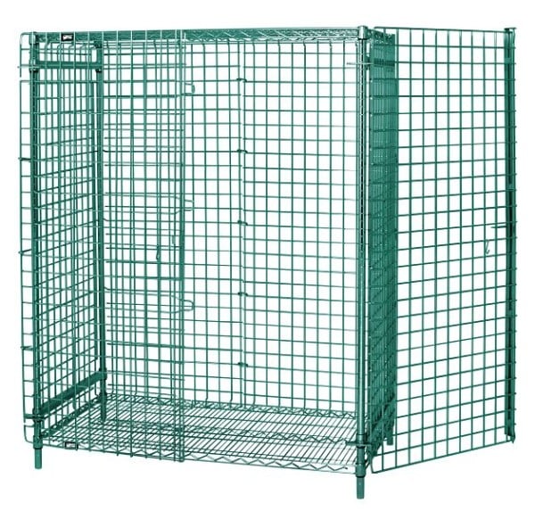 Quantum Storage Systems Security Unit stationary, 36x18x63", top shelf, bottom shelf, set with back, sides, pair panel doors, 4 posts, 1836-63SECP