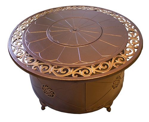 AZ Patio Heaters Outdoor Round Aluminum Propane Fire Pit with Scroll Design, F-1201-FPT