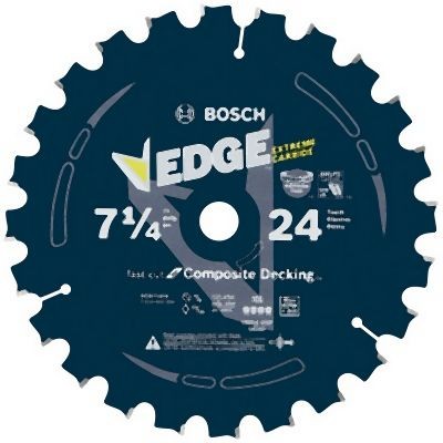 Bosch 7-1/4 Inches 24 Tooth Edge Circular Saw Blade for Composite Decking, 2610040950