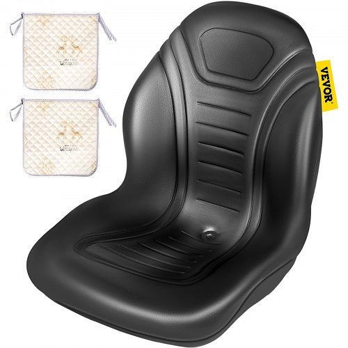 VEVOR Universal Lawn Tractor Seat Replacement, Compact High Back Mower Seat, Black Vinyl Forklift Seat, MZYHS2QISSGOKYL39V0