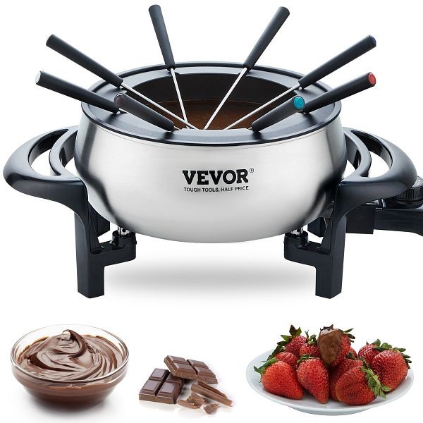 VEVOR Electric Fondue Pot Set for Cheese & Chocolate, 3 Quart Chocolate Melting Warmer, QKLRHG31000W1WNMRV1