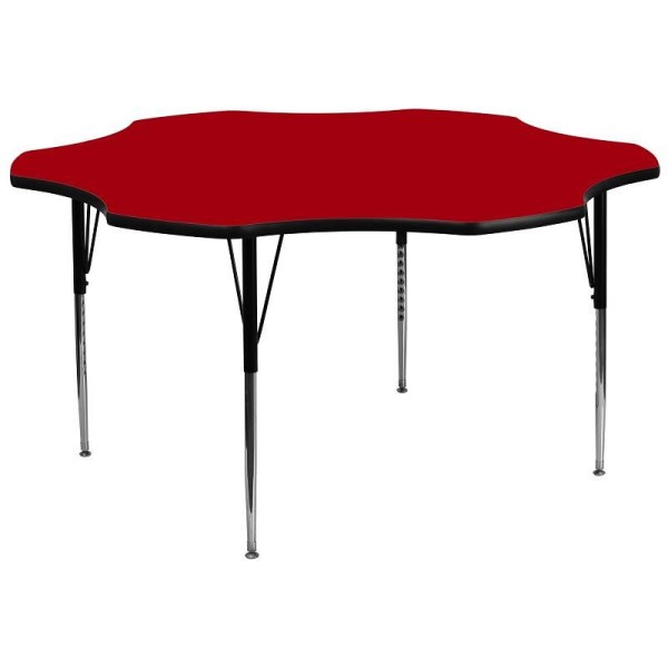 Flash Furniture Wren 60'' Flower Red Thermal Laminate Activity Table - Standard Height Adjustable Legs, XU-A60-FLR-RED-T-A-GG