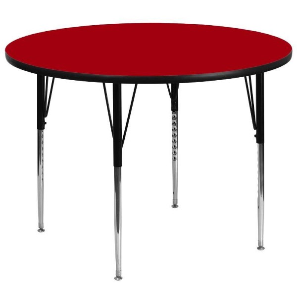 Flash Furniture Wren 60'' Round Red Thermal Laminate Activity Table - Standard Height Adjustable Legs, XU-A60-RND-RED-T-A-GG