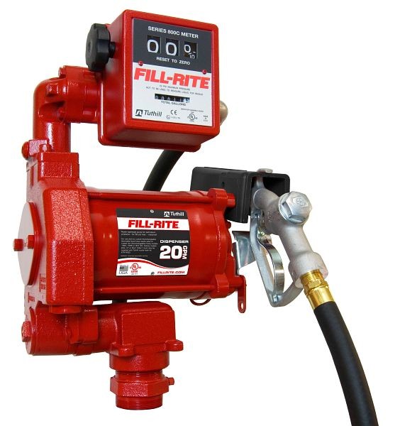 Fill-Rite 230V AC 20GPM Heavy-Duty Fuel Transfer Pump with Mechanical Meter (Gallons) and Manual Nozzle, FR701VG