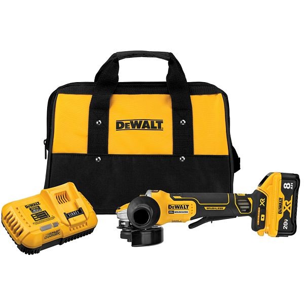 DeWalt 20V Max XR Brushless 4-1/2, 5" Switch Small Angle Grinder with Power Detect Tool Technology Kit, DCG415W1