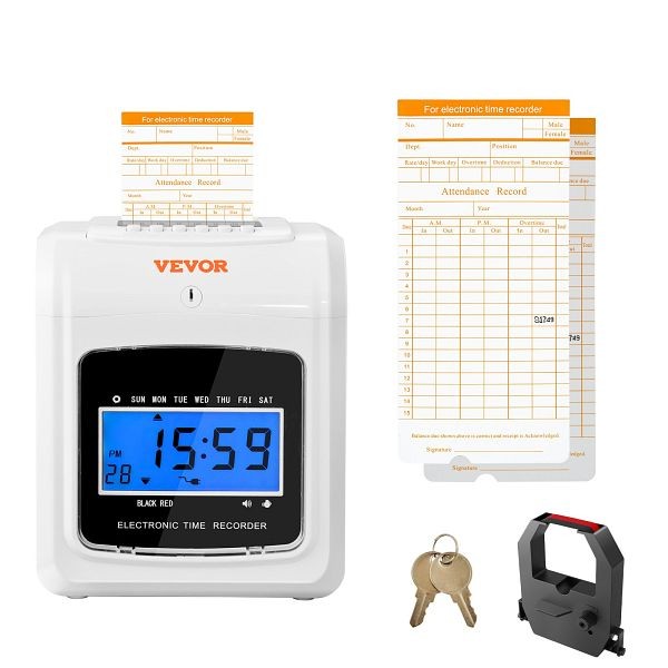 VEVOR Punch Time Clock, Includes 2 Time Cards, ZKSDKZTZ3110VWR6DV1