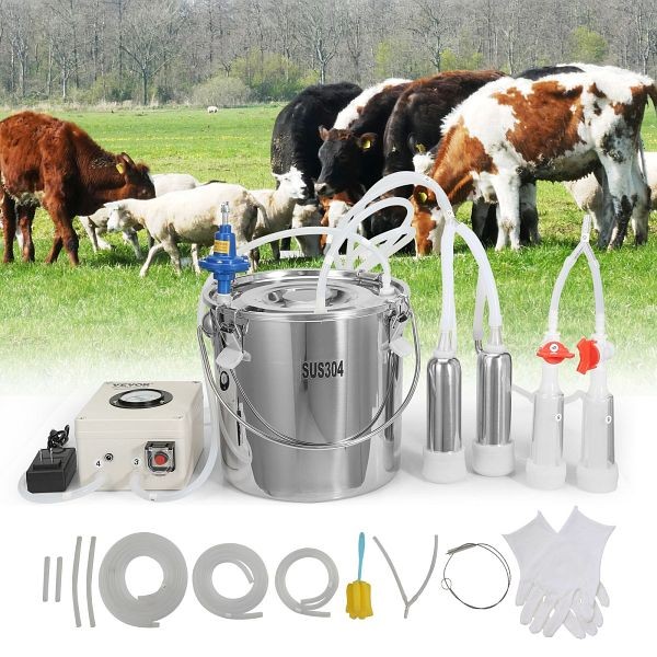 VEVOR Goat Milking Machine, 12 L 304 Stainless Steel Bucket, BXSJNJC12L304ZK8RV1