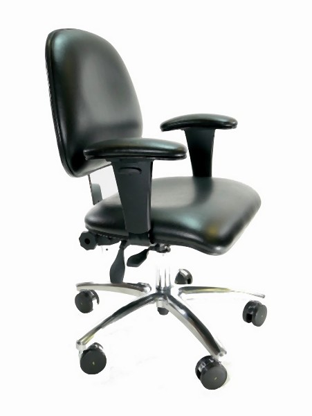 GK Chairs Cleanroom Task Desk Height 4 Series Chair, Blue Standard Vinyl without Arms, C445IT-GE-V523-A28P-NR-01-P