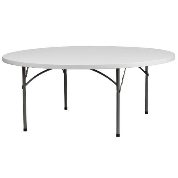 Flash Furniture Kathryn 6-Foot Round Granite White Plastic Folding Table, RB-72R-GG