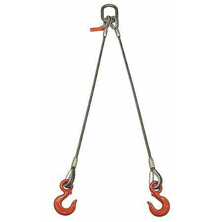 Lift-All Sling, Wire Rope, 7 Ft L, Rope Diameter 5/8 in, Master Link/Bail Overall Height 9 in, 58I2LBX7