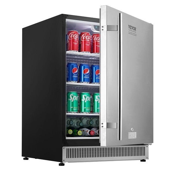 VEVOR 24 inch Indoor/Outdoor Beverage Refrigerator, Metal Plate Body, HWBX24YCHSBXHA80HV1