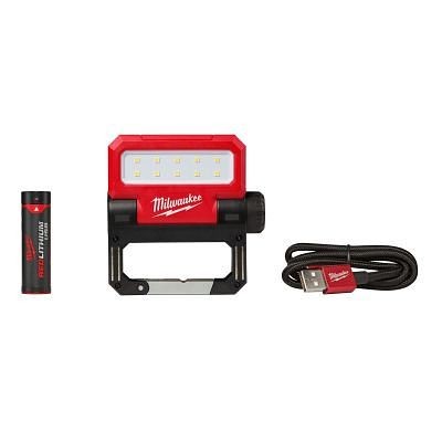 Milwaukee USB Rechargeable Rover Pivoting Flood Light (1) Redlith Battery Kit, 2114-21