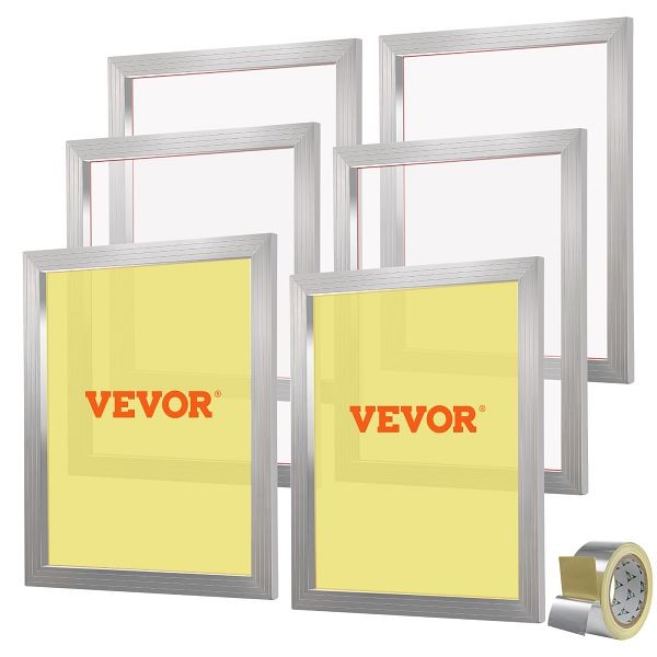VEVOR Screen Printing Kit, 6 Pieces, 20x24inch Silk Screen Printing Frame with 110 Count Mesh, SYKJD61102024AUQIV0