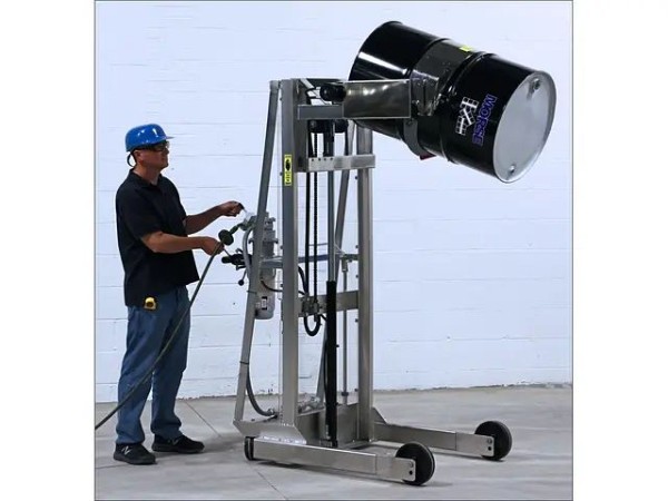 MORSE Vertical-Lift Drum Pourer, 60", AC Power Lift & Tilt, Frame Type 304 Stainless Steel, 510SS-110