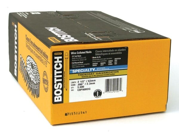 Bostitch 3,600-Count 0.09-Gauge 2.5-In Galvanized Wood Siding Nails, C8P90BDG