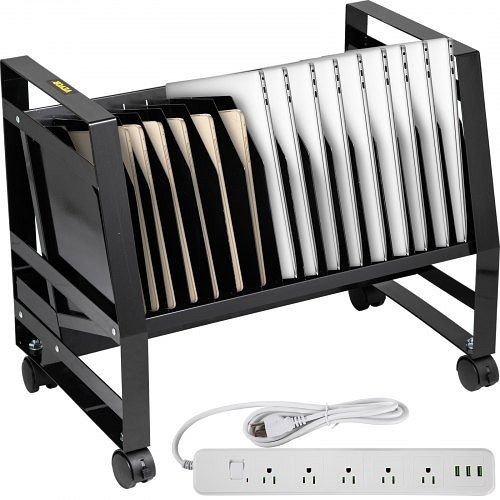 VEVOR Mobile Charging Cart Storage Station 16 Units for Chromebooks and Laptops, KF600X350X450QASPV0